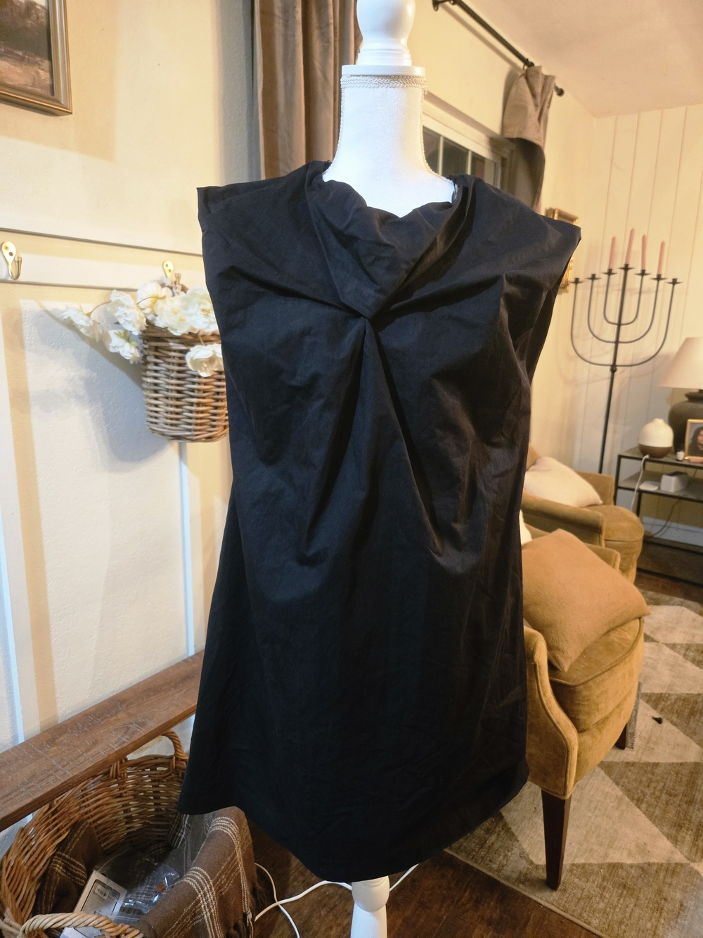 Zara Black Mini Dress with Twisted Front Detail
